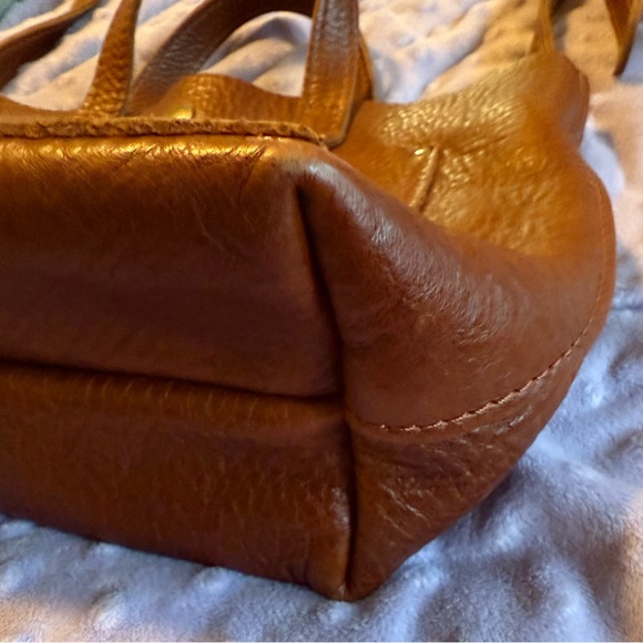 Portland Leather Goods Mini Crossbody Tote | Cognac Brown Leather - Picture 5 of 11